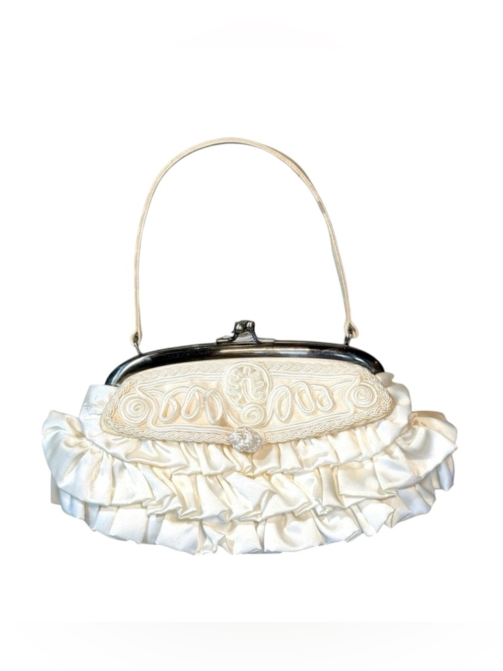 Elegant Cream Ruffled Clutch by Preston and York